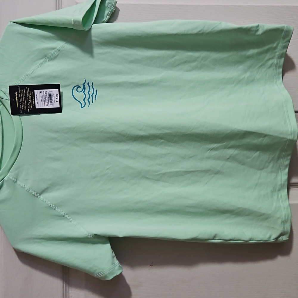 ART CLASS GIRLS SHORT SLEEVE RASHGUARD: GREEN: NEW WITH TAGS: SIZE XL PLUS (14)